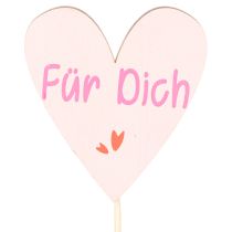 Artikel Herzstecker aus Holz Für Dich 31 cm Natur Rosa Weiß 12 Stück