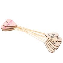 Artikel Herzstecker aus Holz Für Dich 31 cm Natur Rosa Weiß 12 Stück