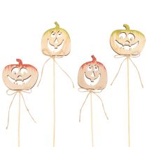 Artikel Dekostecker Holz Kürbis 12er-Set 31cm bemalt für Halloween und Herbst