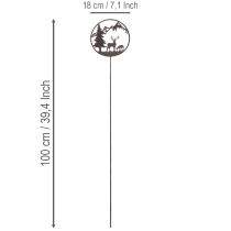 Artikel Dekostecker Metall Hirsch und Kiefer Schwarz-Rost 100 cm