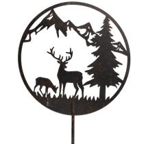 Artikel Dekostecker Metall Hirsch und Kiefer Schwarz-Rost 100 cm