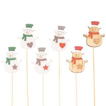 Artikel Holzstecker Schneemann 31cm, Mehrfarbig, 12 Stück für Weihnachtsdekoration