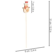 Artikel Holzstecker Schneemann 31cm, Mehrfarbig, 12 Stück für Weihnachtsdekoration