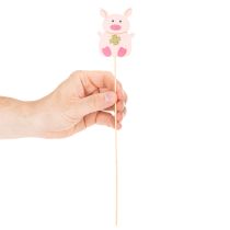 Artikel Dekostecker Schweinchen Holz 31cm Mehrfarbig 16 Stück für Blumendeko