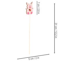 Artikel Dekostecker Schweinchen Holz 31cm Mehrfarbig 16 Stück für Blumendeko