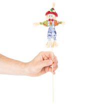 Artikel Blumenstecker Vogelscheuchen aus Holz und Stoff 37cm 6er-Set