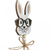Blumenstecker Hase mit Brille Holz Glitter 4×7,5cm 12St