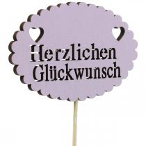 Blumenstecker Schriftzug, Strauß Deko Herzlichen Glückwunsch 9cm 18St