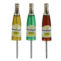 Artikel Stecker Sektflaschen Braun, Grün, Gelb 7,5cm L28,5cm 10 St