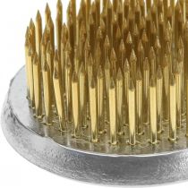 Artikel Steckigel rund aus Metall Ø5cm in Silber mit Messingnadeln für Ikebana-Gestecke