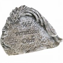 Artikel Grabschmuck Engelsflügel mit Spruch, Kunststein grau, 13 cm, 3 Stück