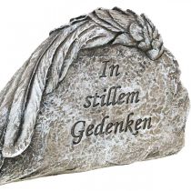 Artikel Grabschmuck Engelsflügel mit Spruch Kunststein Grau 16cm 4St