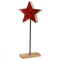 Artikel Stern Deko Natur Rot mit Stab auf Sockel 20x9,5x50cm