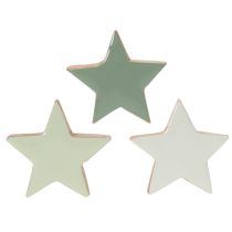 Artikel Holzstern-Set 9-teilig in Mintgrün und Weiß, 5 cm für Tisch- und Fensterdekoration