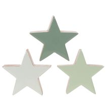 Artikel Deko-Holzstern 3er-Set Mintgrün Weiß zum Stellen 10cm