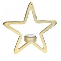 Artikel Deko Stern Teelichthalter zum Hängen Metall Golden 20cm