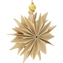 Artikel Papiersterne aus Naturpapier mit Jutekordel und gelber Styroporperle, 10 cm