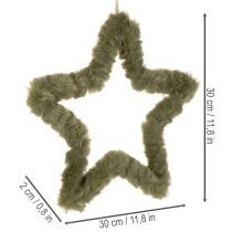 Artikel Stern aus Kunstfell Grün 30 cm zum Hängen, 3er-Set