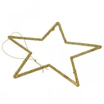 Artikel Weihnachtsstern Anhänger Gold Glitter 17,5 cm, 9 Stück