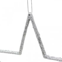 Artikel Weihnachtsdeko Stern Anhänger Silbern Glitter 17,5cm 9St