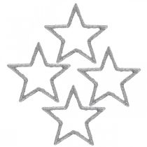 Streudeko Weihnachten Sterne Silbern Glitter Ø4cm 120St