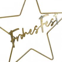 Artikel Stern „Frohes Fest“ aus Metall, golden-silbern, 32 × 39,5 cm