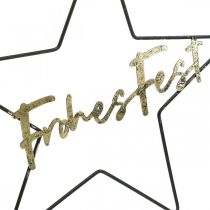Artikel Sterndeko Metall 41×39,5cm Schwarz, Golden, "Frohes Fest"