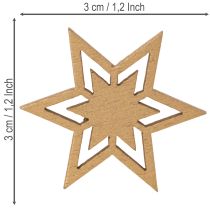 Artikel Streudeko Holzsterne Ø 3 cm in Natur, Hellblau und Grün, 72 Stück