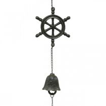 Vintage Deko Anhänger Steuerrad Glocke, Windspiel Gusseisen L50cm