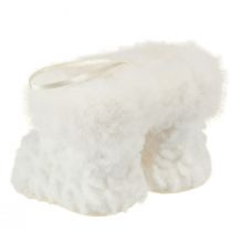 Artikel Christbaumschmuck Stiefel aus Kunstfell Weiß 7cm 2 Stück