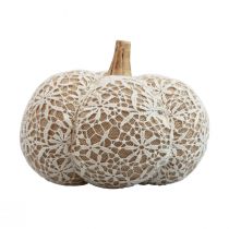 Stoff Kürbis Deko Jute Spitze Weiß/Beige Vintage Deko Ø18cm
