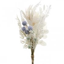 Silberblatt Kugeldisteln Farn Kunstblumen Weiß 56cm Bund