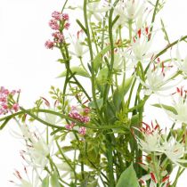 Frühlingsstrauß künstlich Pink, Weiß, Grün Kunstblumenstrauß H43cm