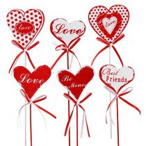Artikel Straußstecker in Herzform, Valentinstag, Blumendeko H6cm 6 St