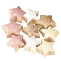 Artikel Streudeko Holzsterne aus Mangoholz Ø3cm Pastell Rosa Weiß Gelb 9 Stück