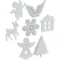 Streudeko Weihnachten Holz Mix Weiß 4cm 72St