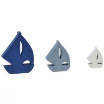 Artikel Streudeko Holz Segelboot Blau Weiß 2–6 cm 24 Stück