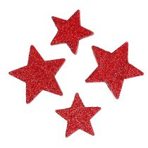 Artikel Streudeko Sterne Rot, Glimmer 4-5cm 40St