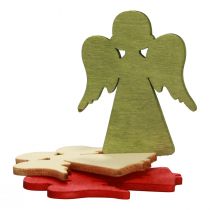Artikel Streudeko Weihnachten Holz Engel Rot Grün Natur 5x3,5cm 48 St