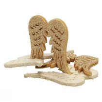 Streudeko Weihnachten Holz Engelsflügel Glitter 3×4cm 72St