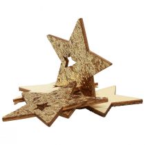 Artikel Streudeko Weihnachten Holz Sterne Natur Gold Glitter 5cm 72St