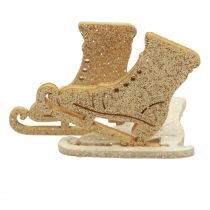 Artikel Streudeko Winterdeko Holz Schlittschuh Glitter 4x3,5cm 72St