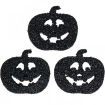 Artikel Streudeko Halloween Kürbis Deko 4cm Schwarz, Glitter 72 St