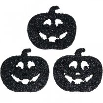 Artikel Streudeko Halloween Kürbis Deko 4cm Schwarz, Glitter 72St