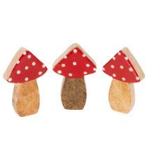 Artikel Pilze aus Holz rot-weiß gepunktet 6 cm 8 Stück für Tisch- und Geschenkdekoration
