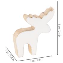 Artikel Elch-Dekofigur aus Holz stehend 6cm Weiß-Natur 8 Stück