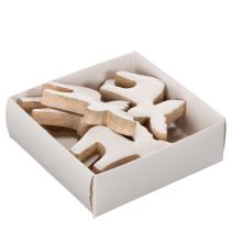 Artikel Elch-Dekofigur aus Holz stehend 6cm Weiß-Natur 8 Stück