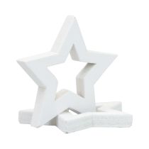 Streudeko Weihnachten Sterne Weiß Holzsterne Ø4cm 54St