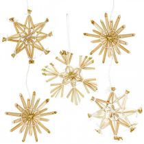 Artikel Strohsterne Glitzer Gold Set Weihnachtsschmuck Ø6cm 24 St