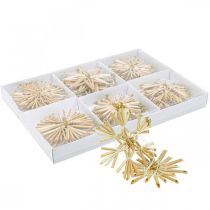 Artikel Strohsterne Glitzer Gold Set Weihnachtsschmuck Ø8cm 24 St